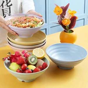 Bát Ăn Mì Ramen Bằng Nhựa Rơm Lúa Mì Tự Nhiên An Toàn Chống Sốc Phong Cách Nhật Bản Có Thể Dùng Trong Lò Vi Sóng