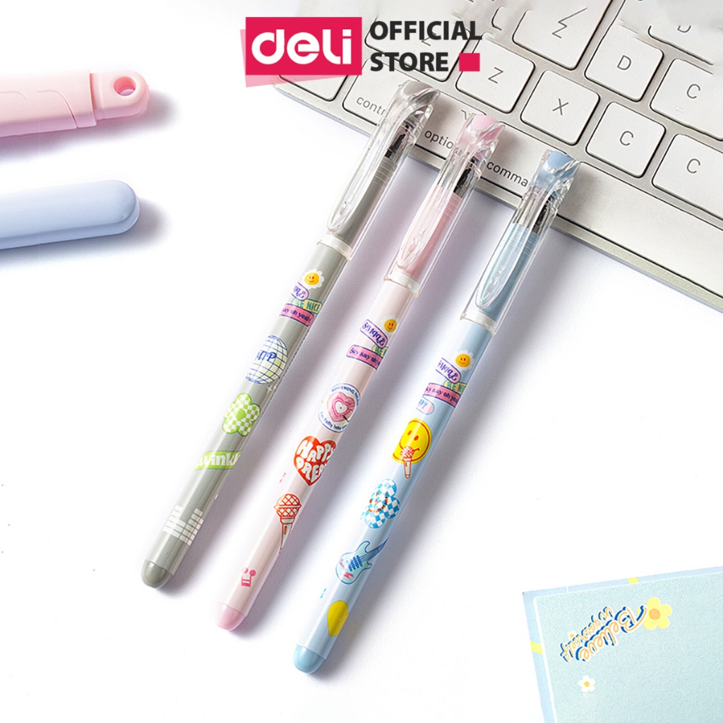 [Sơn Tùng M-TP Collection] Bút bi gel văn phòng Deli mực đen ngòi 0.5mm học sinh mực đều nét chữ đẹp