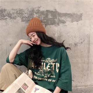 Áo Harajuku BF học sinh phóng khoáng và đa năng in hình hoạt hình năm phần tư tay cổ cao đáy sơ mi thủy tri