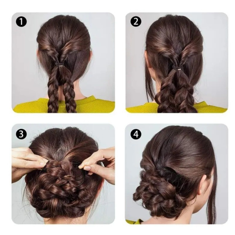 [tính Năng] lược kẹp tóc phong cách hàn quốc / trang trí phụ kiện tóc đơn giản / dụng cụ tạo kiểu tóc thời trang cho nữ / kẹp tóc xoăn bện hình chữ u / kẹp tóc búi đen
