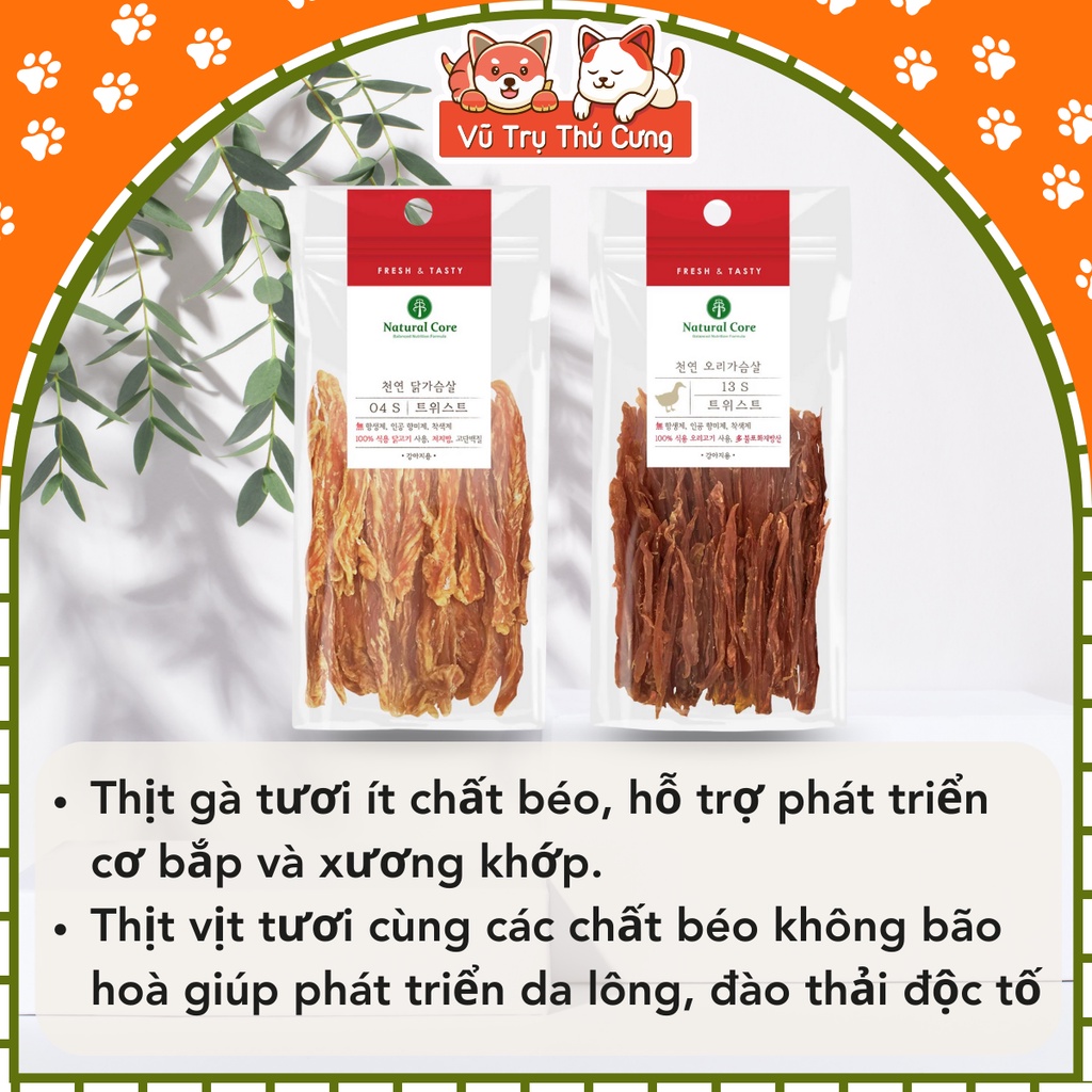 Snack sấy cho Chó Natural Core dinh dưỡng vị thịt gà, vịt