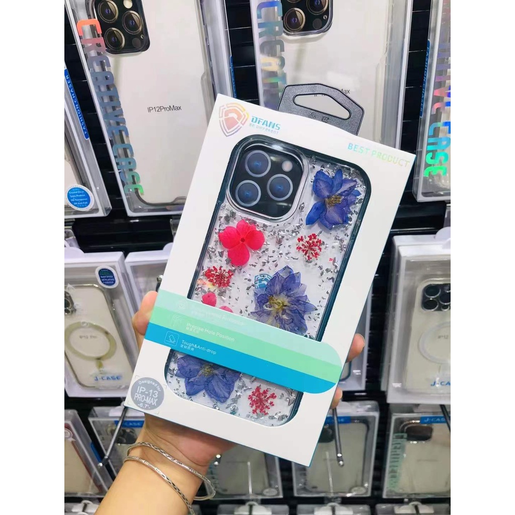 Ốp điện thoại IPhone 13Promax Vỏ bảo vệ Dfans Flower Chống sốc Apple 13Promax Gold Foil Vỏ bảo vệ toàn diện