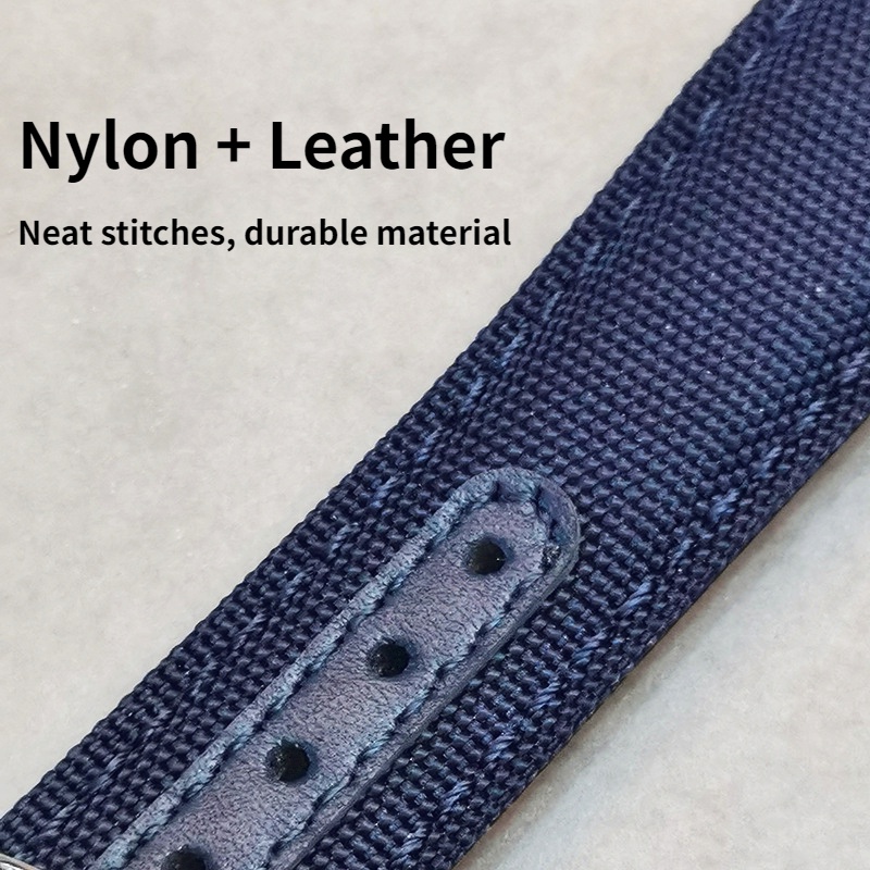 Dây Đồng Hồ Đeo Tay Thời Trang Bằng Da Bò + Vải Bạt Nilon Đầu Cong 20mm 22mm Dành Cho OMEGA Seamaster 300