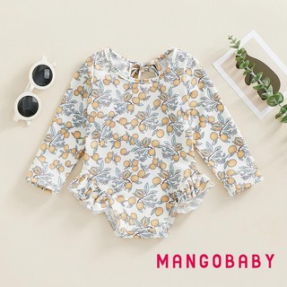 Mgg-kids Bé Gái Đồ Bơi Mùa Hè In Hoa Tay Dài Xù Áo liền quần Đồ Bơi Đi Biển Đồ Tắm Quần Áo Trẻ Em
