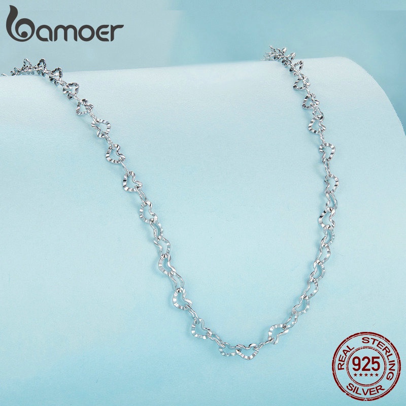 BAMOER Vòng cổ bạc 925 Mặt Trái Tim Độc Đáo Thời Trang SCA026