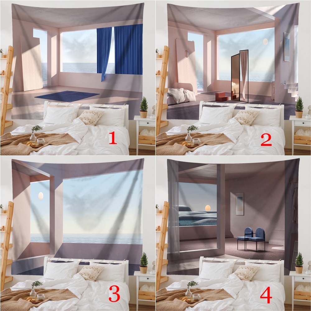 Thảm Treo Tường Kèm Kẹp Chất Liệu Polyester Trang Trí Phòng Ngủ