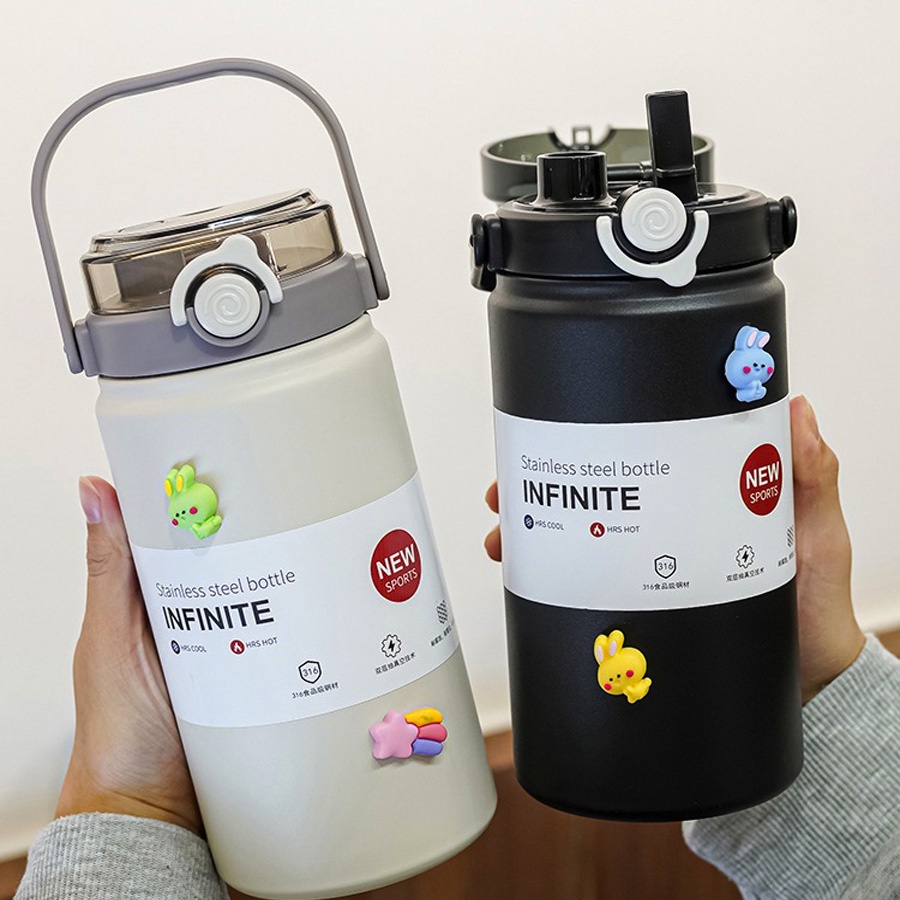 Bình Nước Giữ Nhiệt Bằng Thép Không Gỉ 316 Kiểu Dáng Thể Thao Sport Dung Tích Lớn 1000ml Có Ống Hút Tiện Dụng