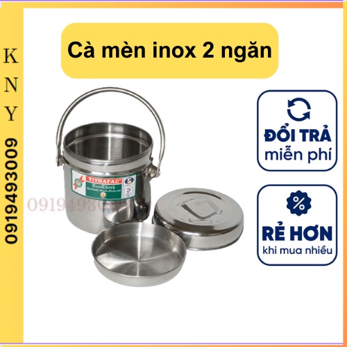 Cà mèn inox 1 ngăn cao, 1 ngăn thấp phù hợp đựng phở, cháo, hủ tíu hàng ...