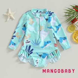 Mgg-kids Bé Gái Bikini Dài Tay Đồ Bơi Đứng Cổ Biển In Hình Động Vật Đồ Bơi Cho Bãi Biển Mùa Hè