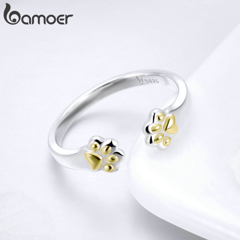 BAMOER Nhẫn Bạc 925 HìNh MèO ThờI Trang Cho Nữ