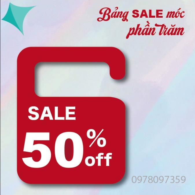 Bảng SALE Móc giảm giá theo phần trăm,đồng giá,tự ghi chất liệu mica dày dặn , bền đẹp, thiết kế theo yêu cầuChotdonnaoo