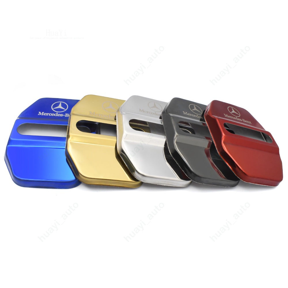 Set 4 ốp bảo vệ khóa cửa ô tô Mercedes-Benz bằng thép không gỉ cho GLE/Sprinter/C-Class/GLC/A-Class/CLA/E-Class/V-Class/GLA