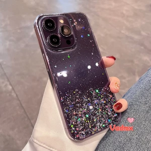 Ốp Điện Thoại Silicon Mềm Trong Suốt Đính Kim Tuyến Lấp Lánh Sang Trọng Cho iPhone 12 13 14 Pro Max 12 13 MiNi