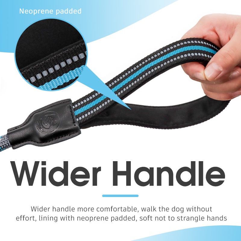 HamshMoc Dây xích chó hạng nặng Dây xích chó Nylon có móc chắc chắn Đệm mềm Tay cầm thoải mái Dây xích thú cưng cho chó nhỏ vừa lớn