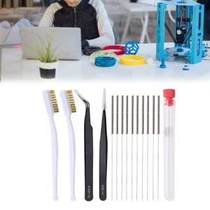 15 Bộ dụng cụ làm sạch vòi phun máy in 3D 02-0 4mm Bàn chải nhíp làm sạch vòi phun cho 1 Máy in 3D 75mm
