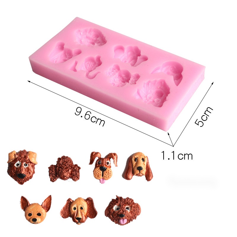 Khuôn Silicone 7 Ngăn Làm Xà Phòng / Sô Cô La Hình Chú Chó Đáng Yêu