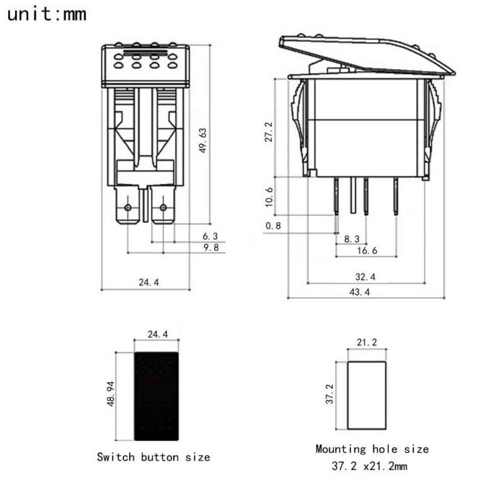 Công tắc bật tắt YMIFI, BẬT / / BẬT 6PIN 3 vị trí Công tắc Rocker Marine, Công tắc 12V màu đen chống nước hạng nặng Thuyền