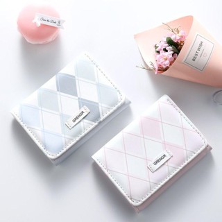 Ví đựng thẻ COZYNEST, Túi đựng thẻ màu xanh đơn giản, PU thời trang đa chức năng có họa tiết ca rô Ví nhỏ dành cho nữ