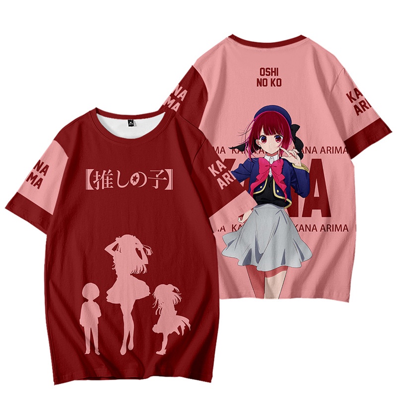 GC1 Oshi no Ko Anime Áo Thun Unisex Áo Sơ Mi Tay Ngắn Top Cosplay Hoshino Ai Arima Kana Kurokawa Akane 3D Tee Plus Siz
