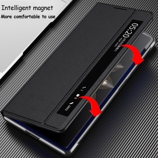 Bao da Smart View Window Flip Case cho Honor Magic V2 Vỏ bảo vệ từ tính