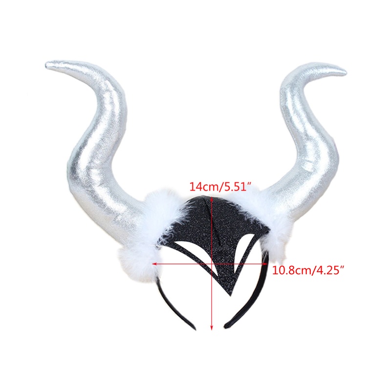Bầu Trời Halloween Dài Demon Ox Sừng Đầu Ác Nữ Hoàng Lấp Lánh Tóc Vòng Trang Phục Hóa Trang Phù Thủy Ma Thuật Mũ Phụ Kiện