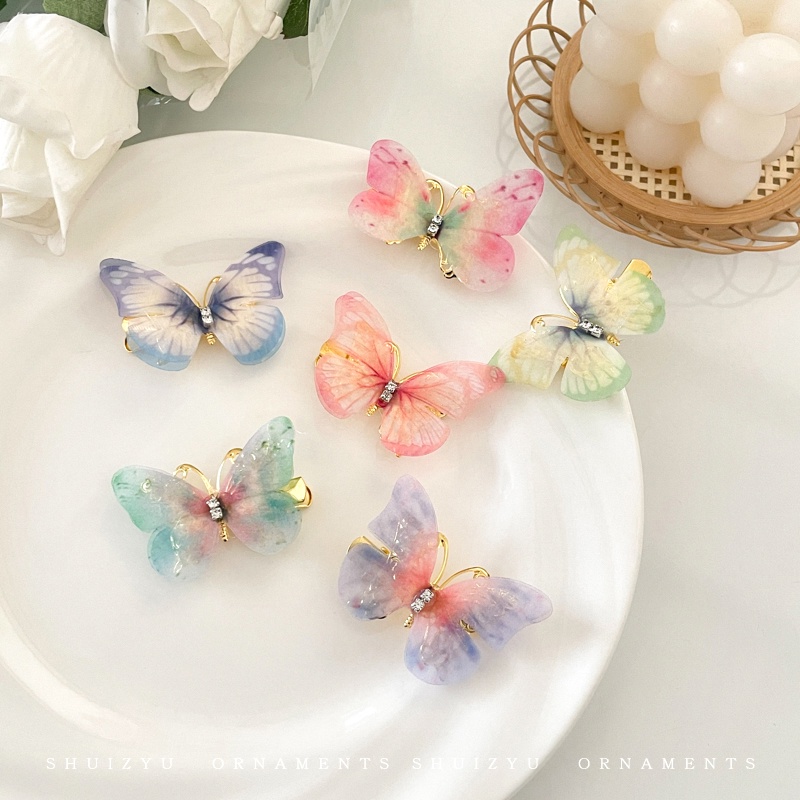 Bộ 2 Kẹp Tóc Hình Cánh Bướm Đính Đá Ba Chiều Cho Bé Gái,  Cặp/Kẹp Tóc Hình Bướm Phong Cách Hàn Quốc.