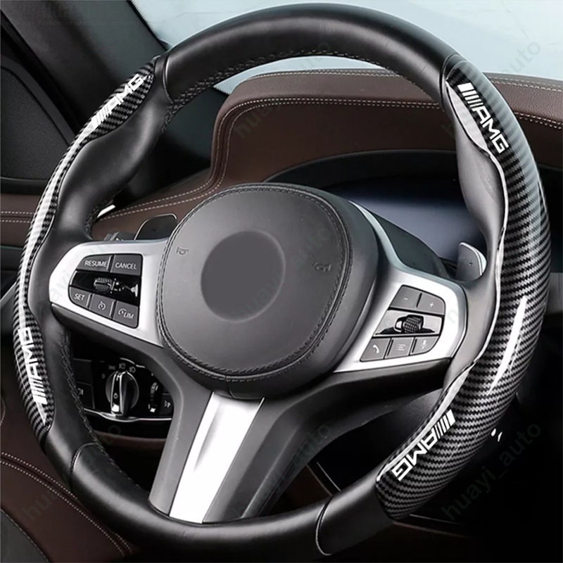[Limited Time Offer] Vỏ bọc vô lăng xe hơi Mercedes Benz AMG kết cấu sợi carbon chuyển nước, dùng cho GLE, E-Class, C-Class, GLC, A-Class, CLA