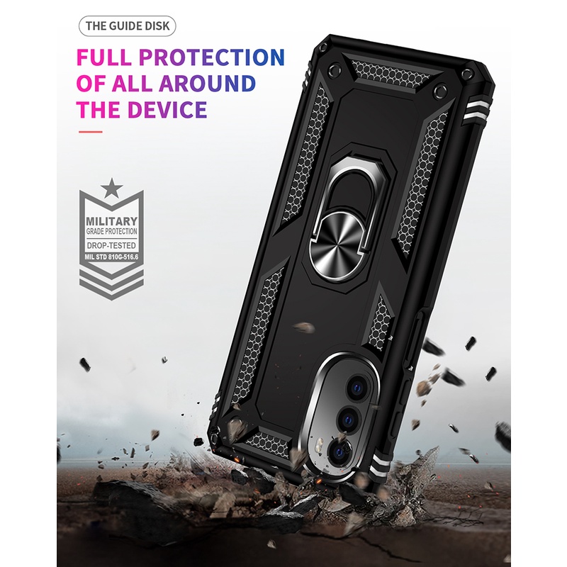 Dành cho Motorola Moto G52 G82 5G Vỏ bảo vệ quân sự hạng nặng có giá đỡ nhẫn