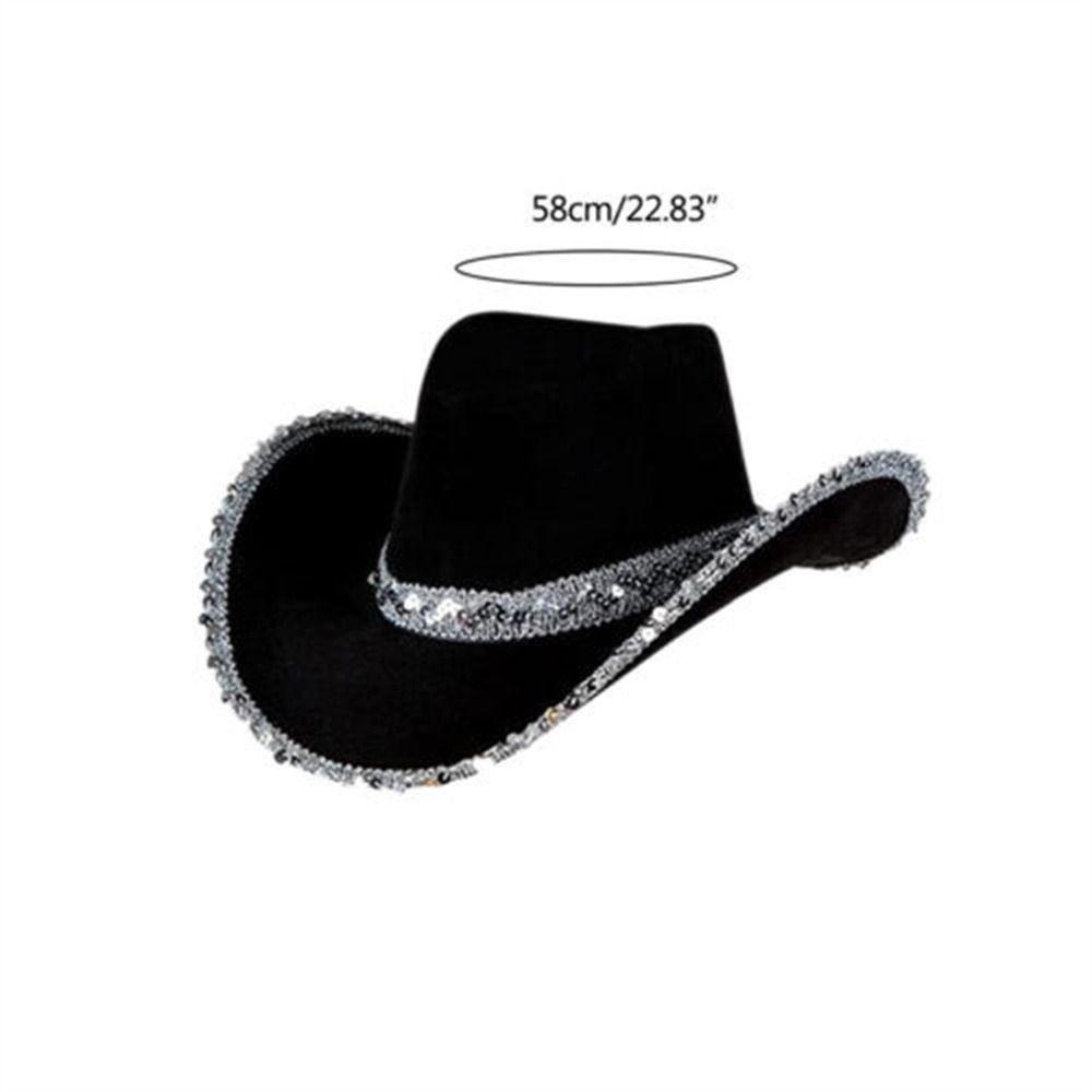JVSUB Bò Cô Gái Mũ Nữ Ngộ nghĩnh Cao Bồi Phụ Kiện Trang Phục Đảng Hiệu Suất Sequin Bò Cô Gái Mũ