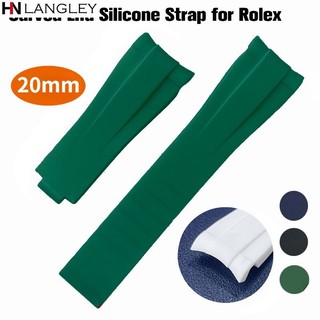 Dây Đeo Đồng Hồ Bằng Cao Su Silicone Đầu Cong 20mm Chống Nước Cho Rolex GMT Daytona Suburbe 9X16Mm