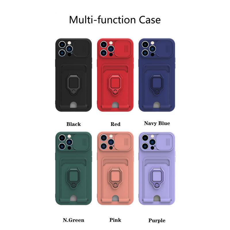 Trượt Bảo Vệ Ống Kính Máy Ảnh Dành Cho Xiaomi Mi Poco M2 M3 M4 X3 X4 Pro X3 NFC C3 M5S M3 Ví Khe Cắm Thẻ Dành Cho Redmi 10A Note 10S 9 Nhẫn Từ Tính Đứng Coque