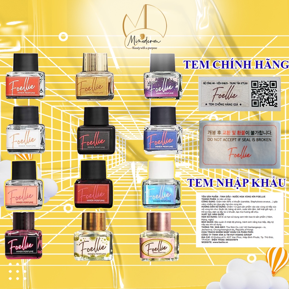 Nước Hoa Vùng Kín Foellie Eau De Inner Beauty Perfume mùi hương ngọt ngào, quyến rũ, an toàn cho mọi loại da 5ml, 10ml
