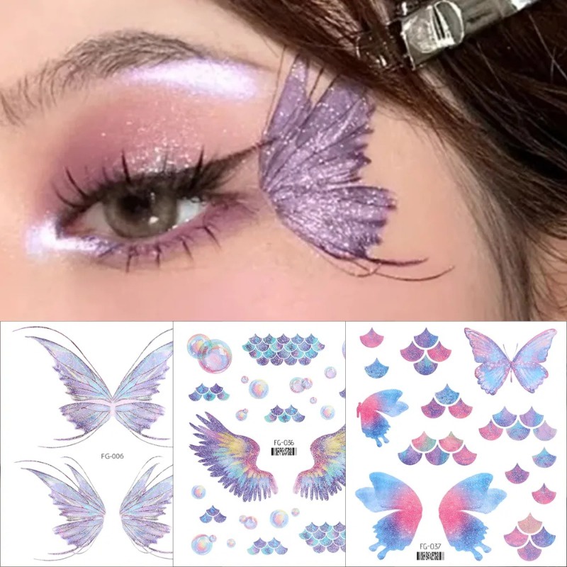 Hình Xăm Dán Tạm Thời Hình Cánh Bướm 3D Kim Tuyến Lấp Lánh Trang Trí Nghệ Thuật Cơ Thể / Mặt / Mắt / Cơ Thể Chống Thấm Nước