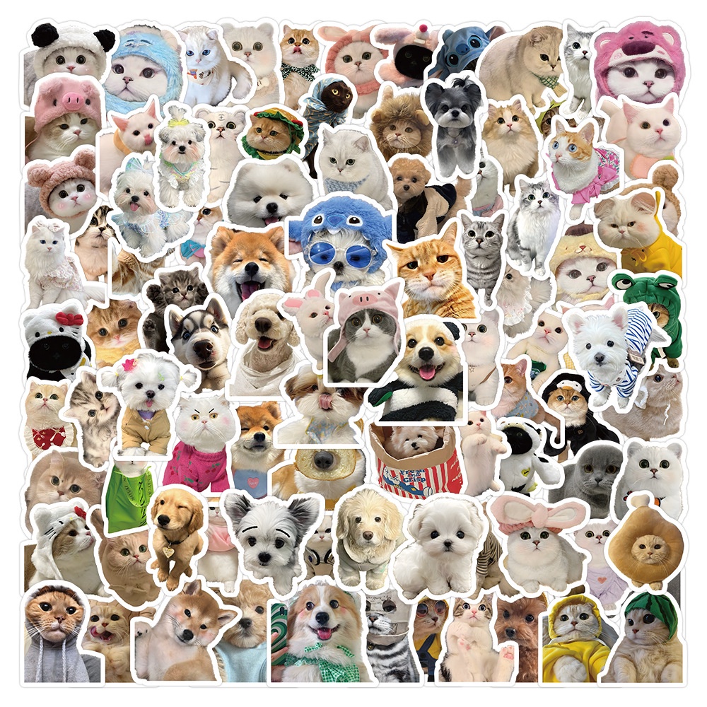 200 / 100 Chiếc Ngộ nghĩnh Dễ Thương Thú Cưng Chó Con Mèo Con Dán Cho Mũ Bảo Hiểm Xe Đạp Tay Tài Khoản Bút Chì Đề Can Reforged Glory