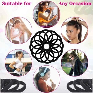 Set 10 Dây Cột Tóc Cao Su Co Giãn Màu Đen Đơn Giản Thanh Lịch Phong Cách Hàn Quốc Cho Nữ