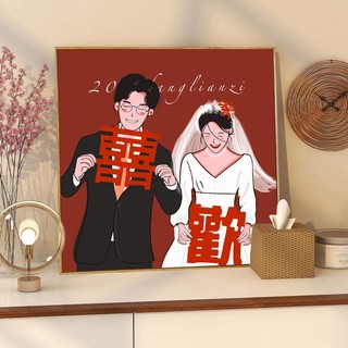 MOZI✨người yêu 40*40cm tranh tô màu theo số tranh sơn dầu số hoá tranh số hóa theo yêu cầu tranh tô màu theo số theo yêu cầu tranh số hóa sơn acrylic Tranh Sơn Dầu Trang Trí Hình Cặp Đôi (Tự Sơn)