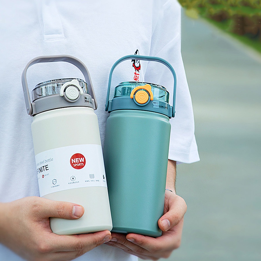Bình Nước Giữ Nhiệt Bằng Thép Không Gỉ 316 Kiểu Dáng Thể Thao Sport Dung Tích Lớn 1000ml Có Ống Hút Tiện Dụng