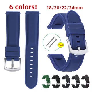 Dây Đeo Đồng Hồ Bằng Cao Su Silicone Chống Nước Chống Mồ Hôi Kích Thước 18mm 20mm 22mm 24mm