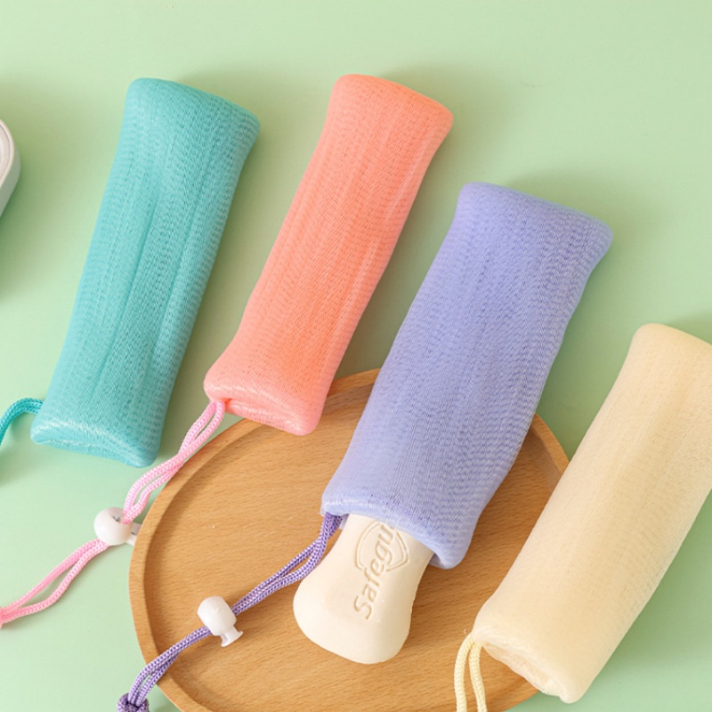 Túi Lưới Pe Đựng Xà Phòng Tạo Bọt Làm Sạch Da, Móc Treo 17Cm - Hình Ảnh Thực Tế