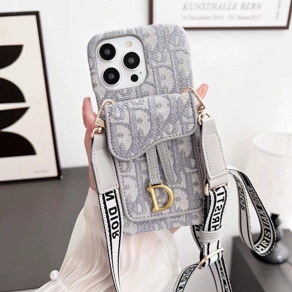Dành Cho iPhone 16 15 14 13 12 11 Pro Max 14 15 16 PLUS Sang Trọng Vintage Thêu Vải Chèn Cards.Ốp Điện Thoại Chống Trơn Trượt Có Gói Thẻ Thiết Kế Dây Buộc Vỏ Bảo Vệ