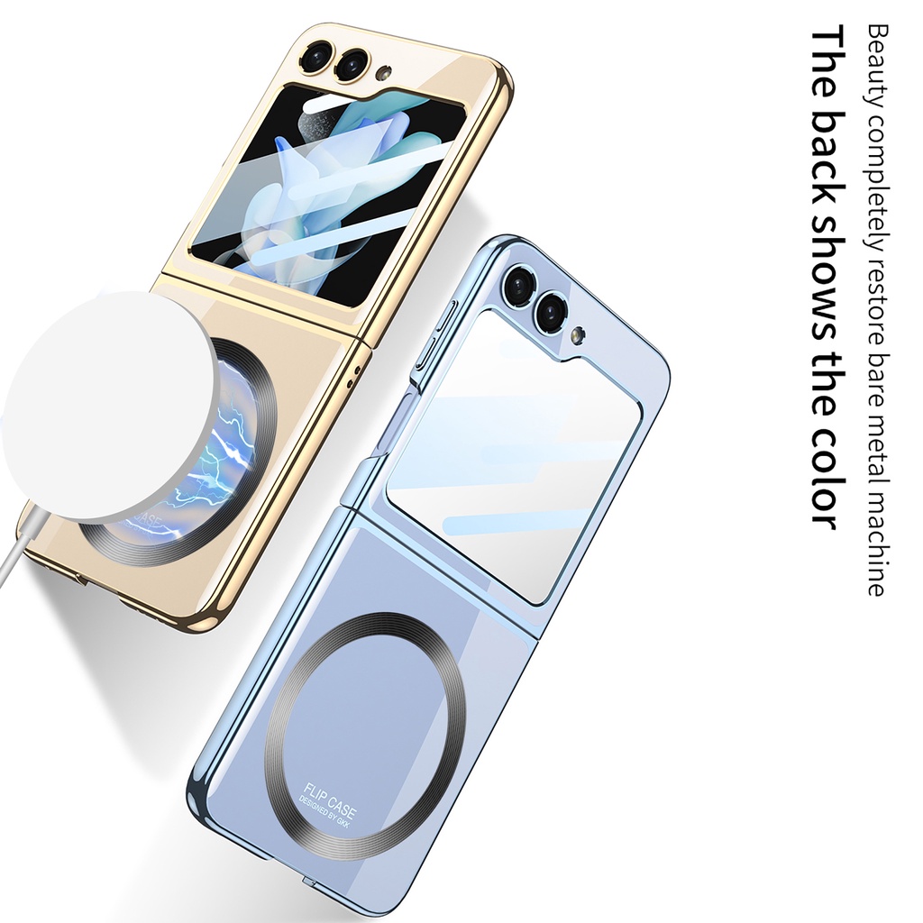 Vỏ điện thoại trong suốt mạ điện cho samsung galaxy z flip 5 flip5 5g trong suốt vỏ bảo vệ chống va đập cứng siêu mỏng