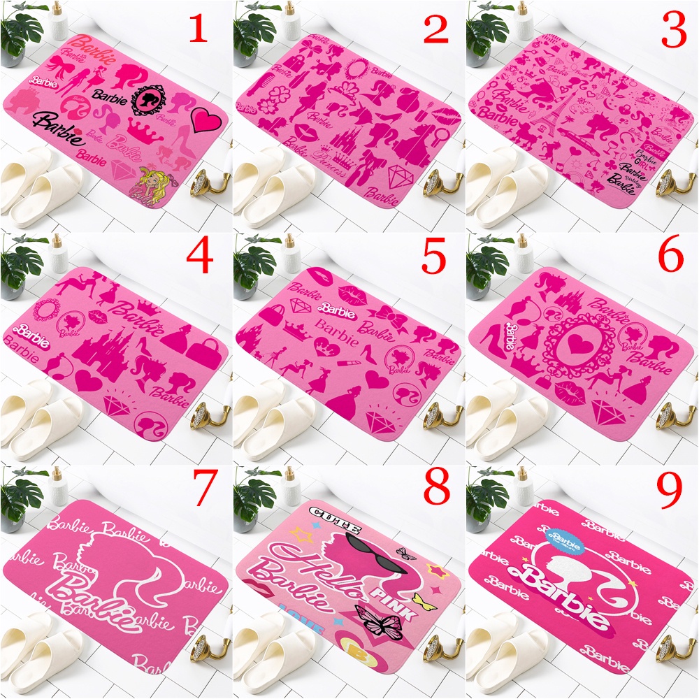 Pink barbie door mat slip-resistant rugs pad phòng tắm vòi hoa sen tắm non-slip mats thảm trang trí nội thất (60x40cm)