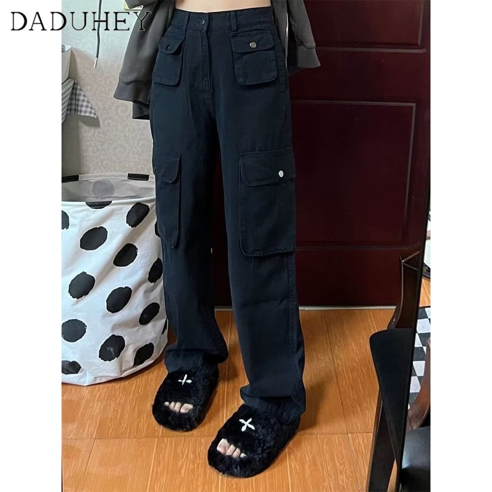 Ảnh DaDuHey New American Ins High Street Retro Casual Pants Niche High Waist Loose Wide Leg Pants Trousers 3