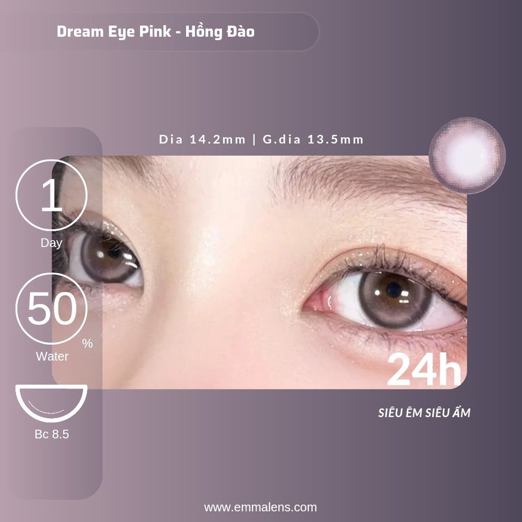 Kính áp tròng 1 Ngày Dream Eye | Lens 1 ngày tím mix viền đen nhũ | Emma Lens