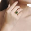 ♥ Nhẫn Hở Mạ Vàng 18k Đính Đá Ngọc Bích Tự Nhiên Cao Cấp Thời Trang Cho Nữ