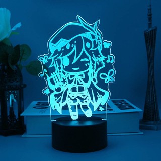 GC9 Genshin Tác Động Đèn Ngủ Anime 3d Đèn LED Từ Xa Sạc USB Yae Miko Nahida Hutao Chiếu Sáng Trang Trí Nhà Quà Tặng CG