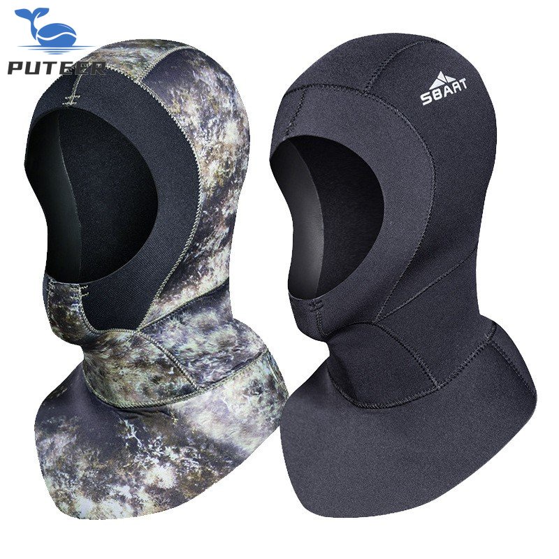 [COD] Mũ nón lặn bình dưỡng toàn mặt 3mm cao su neopren ngụy trang che vai cho nam nữ, nón lặn biển snorkeling, phụ kiện thiết bị lặn bắt cá ngầm Spearfishing
