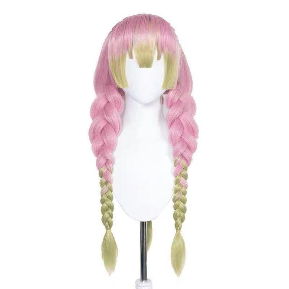 Bộ tóc giả Cosplay diệt quỷ SIMPLEAID, Long Demon Slayer Kimetsu no Yaiba, Chất lượng cao chịu nhiệt tổng hợp Mitsuri Kanroji Đảng