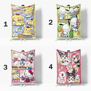 Sanrio 4 Kích Thước Chăn Flannel Cinnamoroll & Kuromi & Hello Kitty & Melody Hoạt Hình Dễ Thương Trẻ Em Một Mặt Flannel Chăn Điều Hòa Không Khí Chăn Ngủ