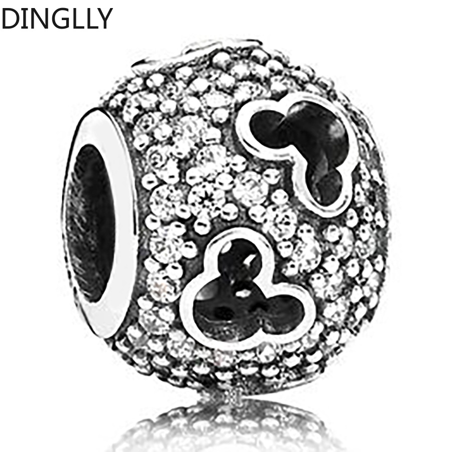 Hạt Xâu Chuỗi Màu Bạc Hình Hoạt Hình Mickey Minnie Groot Và Dahlias Dùng Làm Trang Sức DIY